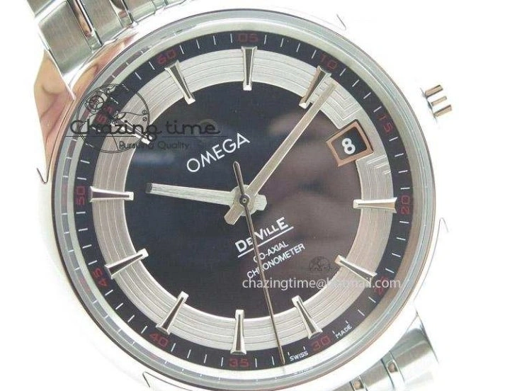 0401 De Ville Hour Vision Co-Axial 41mm SS V6F Best Edition Black Dial On SS Bracelet A BestValue 8277